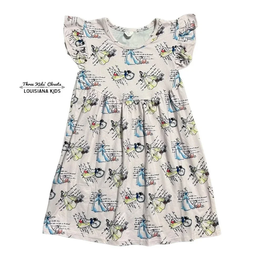 Girls 5-6T Pink Princess Belle - Cinderella - Snow White Pearl Dress